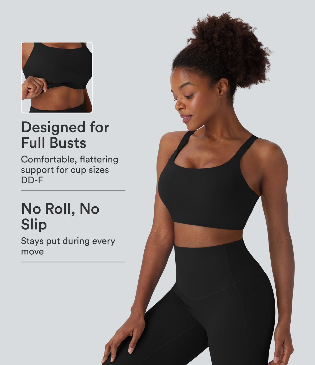 Medium Support Training Sports Bra DD-F Cups — Black — view 1