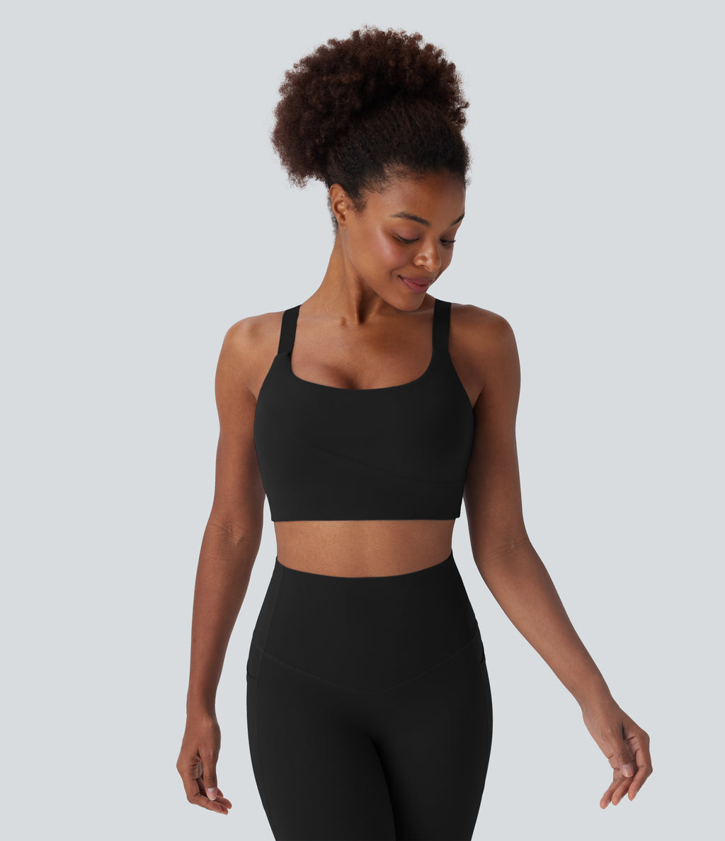 Medium Support Training Sports Bra DD-F Cups — Black — view 3