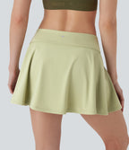 Foldover Super Low Rise 2-in-1 Micro Mini Yoga A-line Skirt with Pockets — Meadow Mist — view 4