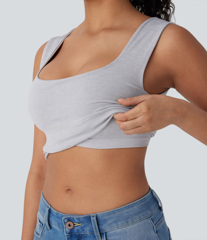 OneForm Seamless Flow U Neck Sleeveless 2-in-1 Lounge Top — Mottled Grey — view 1