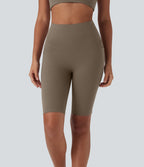 High Waisted Butt Lifting Tummy Control Shaping Training Biker Shorts 9'' with Pockets — Dawn Brown — view 3