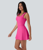 Airy U Neck 2-in-1 Pocket Mini InstantCool Dance Active Dress — Fuchsia Fedora — view 2