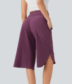 High Waisted Tummy Control Quick Dry Casual Trousers with Pockets — Amaranth — view 2