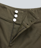 High Waisted Button Rolled Hem Casual Skinny Shorts with Pockets — Forest Wild Brown — view 7