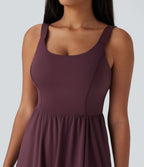Airy Padded Midi Casual Dress with Pockets DD-F Cups — Fig — view 4