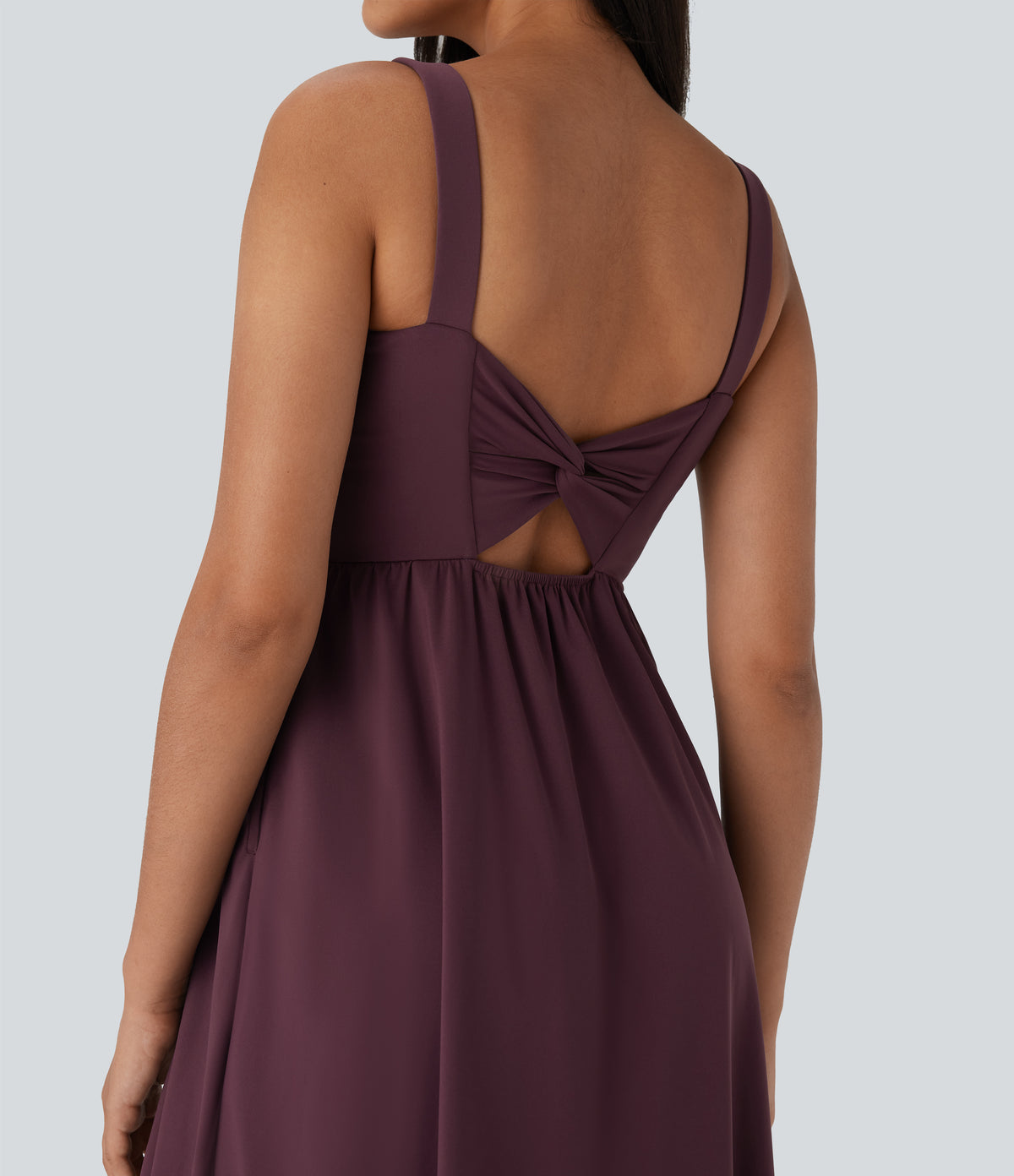 Airy Padded Midi Casual Dress with Pockets DD-F Cups — Fig — view 5