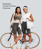 High Waisted Tummy Control Pocket Shaping Training Biker Shorts 9'' — Dawn Brown — view 5