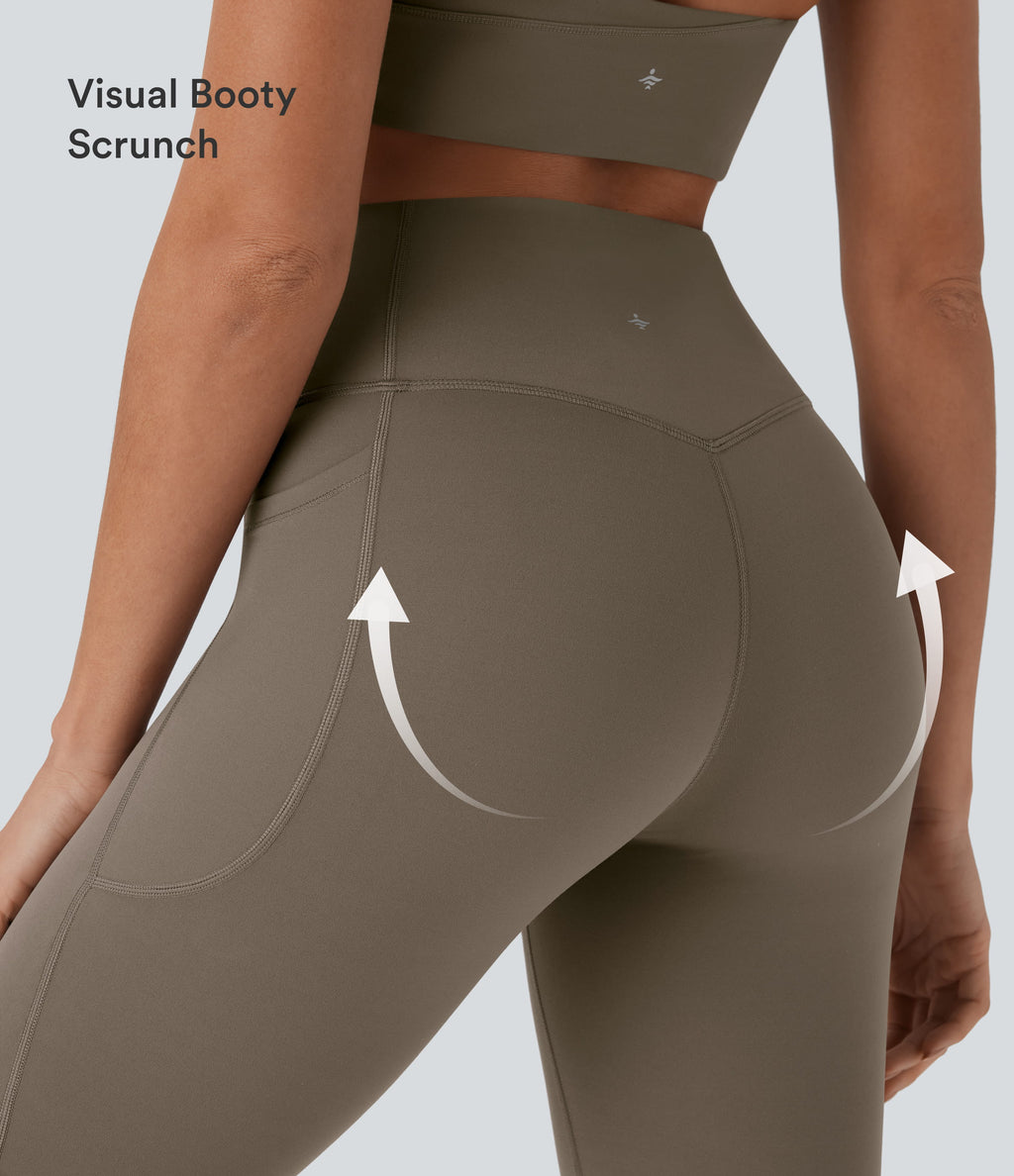 High Waisted Tummy Control Pocket Shaping Training Biker Shorts 9'' — Dawn Brown — view 4