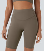 High Waisted Tummy Control Pocket Shaping Training Biker Shorts 9'' — Dawn Brown — view 8