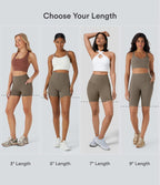 High Waisted Tummy Control Pocket Shaping Training Biker Shorts 9'' — Dawn Brown — view 2