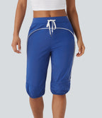Airy Mid Rise Drawstring Pocket Color Block Contrast Binding InstantCool Dance Pedal Pusher Joggers — Beaucoup Blue — view 3
