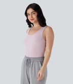 OneForm Seamless Flow U Back Lounge Tank Top — Porcelain Pink — view 3