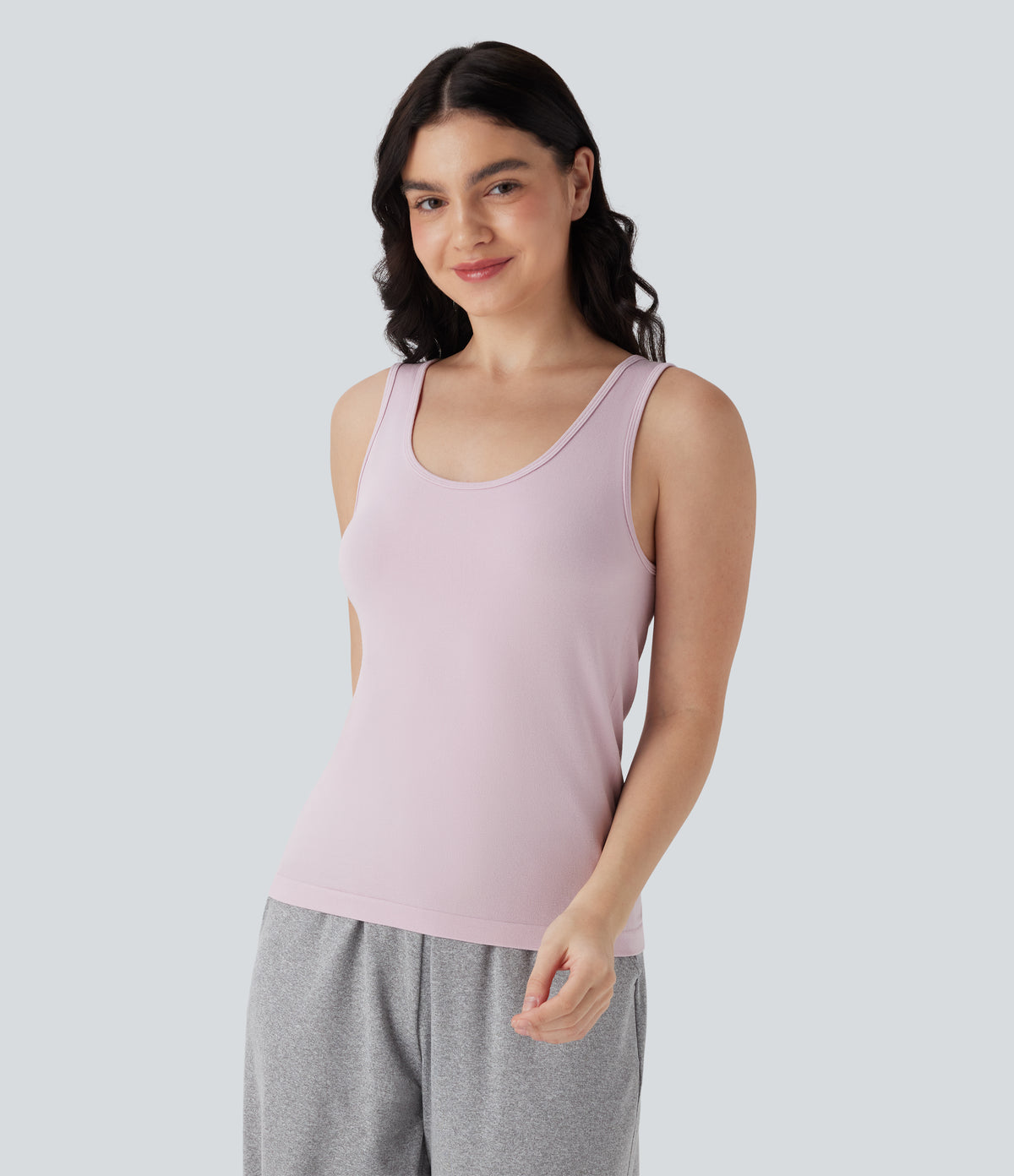 OneForm Seamless Flow U Back Lounge Tank Top — Porcelain Pink — view 5