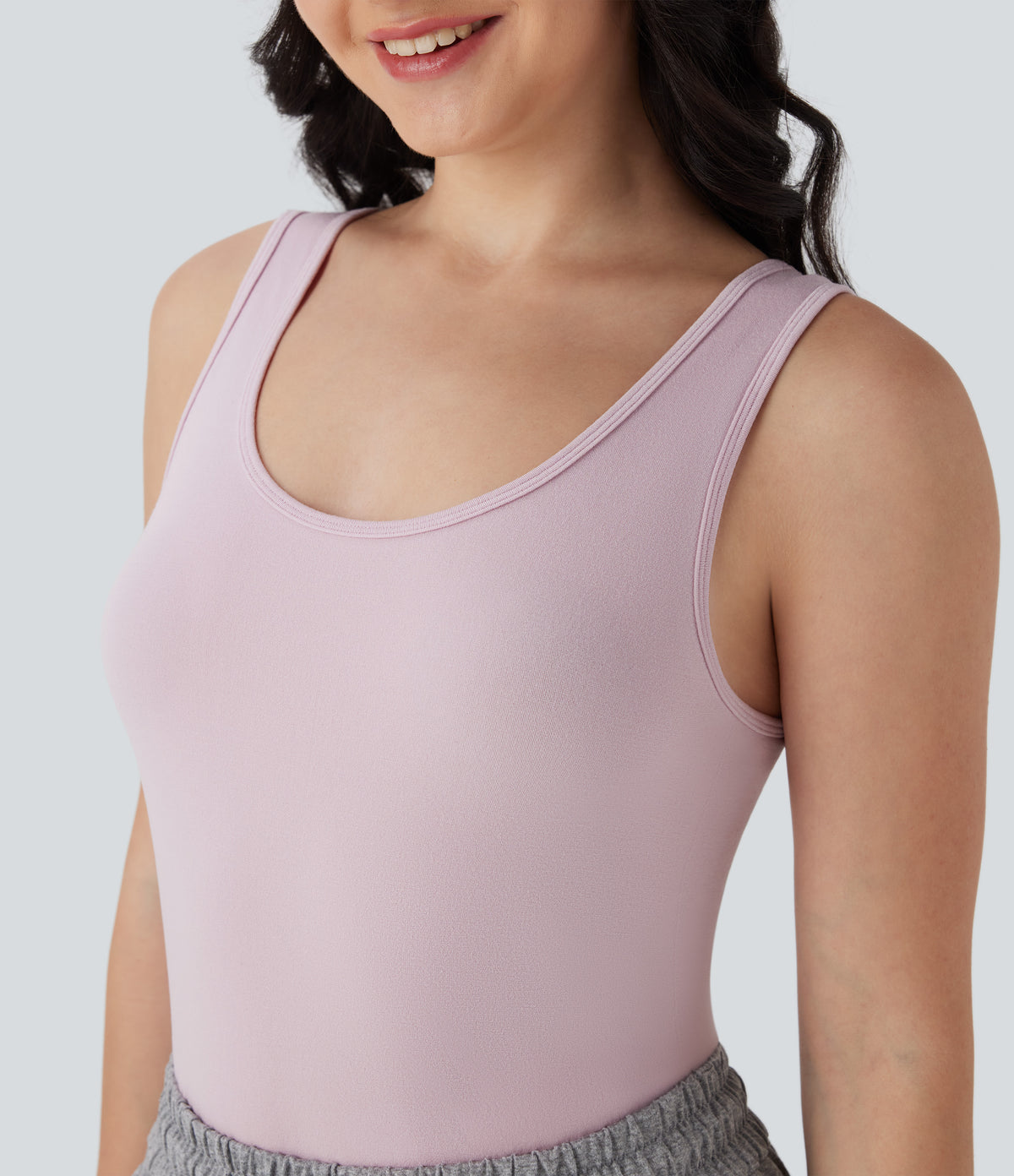 OneForm Seamless Flow U Back Lounge Tank Top — Porcelain Pink — view 4