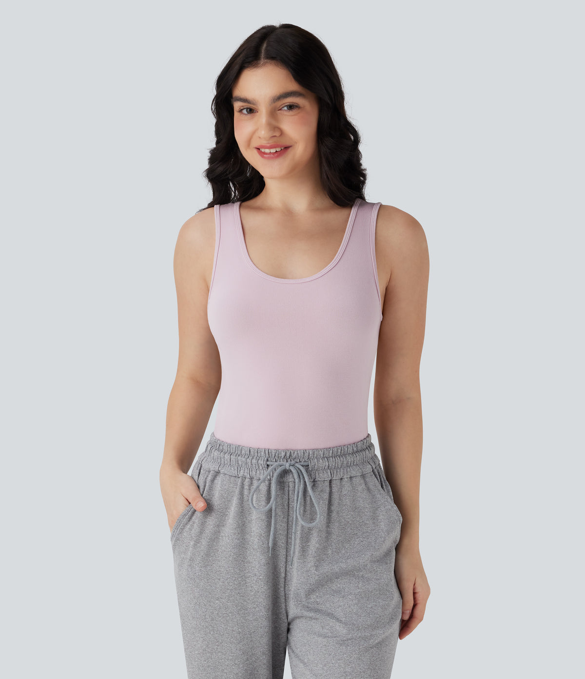 OneForm Seamless Flow U Back Lounge Tank Top — Porcelain Pink — view 1