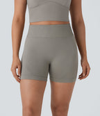 OneForm Seamless Flow High Waisted Ruched Yoga Biker Shorts 4'' — Silent Storm — view 1