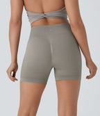 OneForm Seamless Flow High Waisted Ruched Yoga Biker Shorts 4'' — Silent Storm — view 2