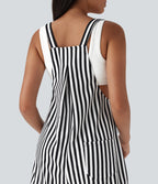 Pockets Stripe Waffle Dungarees — Black White Horizontal Stripe — view 5