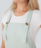 Waffle Casual Short Dungarees with Pockets — Frost Clear Haze — view 4
