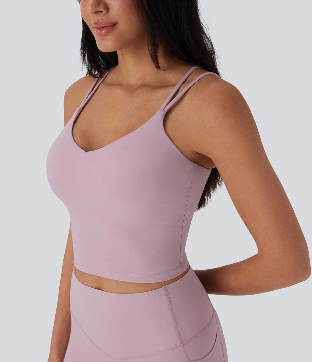 Cool Quick Dry Cropped Yoga Tank Top-UPF50+ — Dawn Pink — view 5