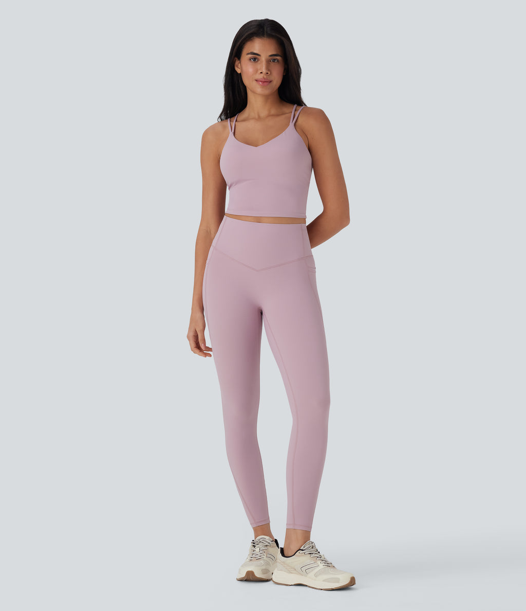 Cool Quick Dry Cropped Yoga Tank Top-UPF50+ — Dawn Pink — view 6