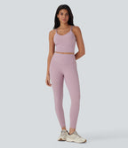 Cool Quick Dry Cropped Yoga Tank Top-UPF50+ — Dawn Pink — view 6