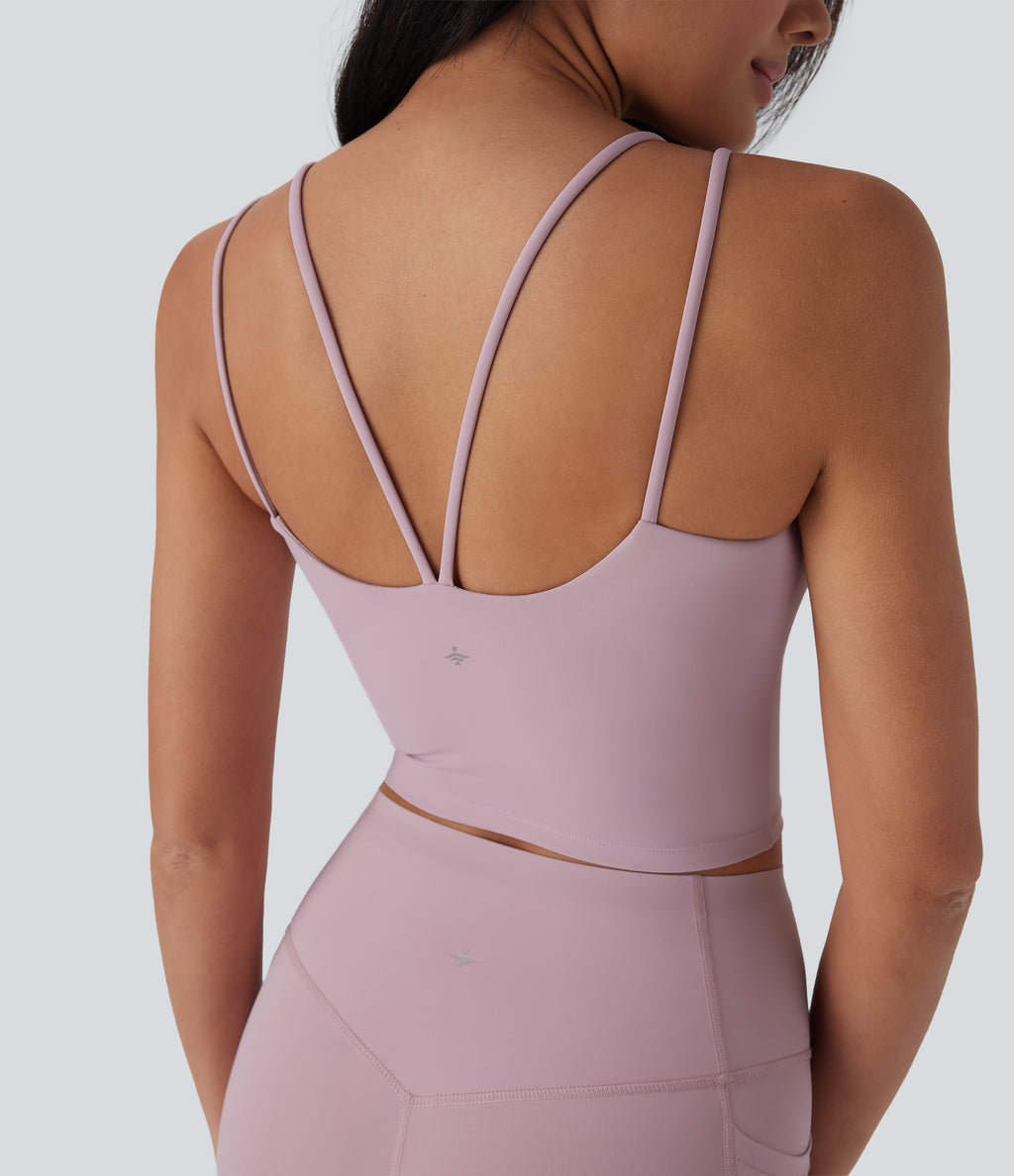 Cool Quick Dry Cropped Yoga Tank Top-UPF50+ — Dawn Pink — view 4