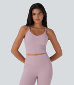 Cool Quick Dry Cropped Yoga Tank Top-UPF50+ — Dawn Pink — view 2