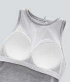 Round Neck Cropped Casual Tank Vest Top — Mottled Grey — view 6