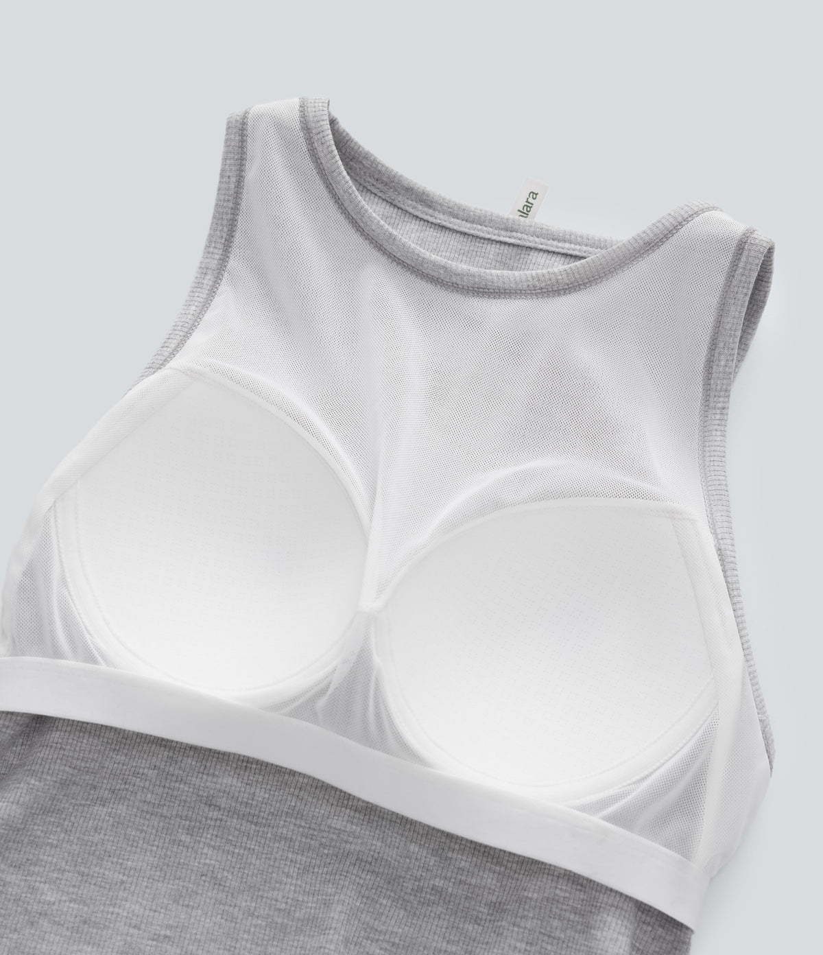 Round Neck Cropped Casual Tank Vest Top — Mottled Grey — view 6