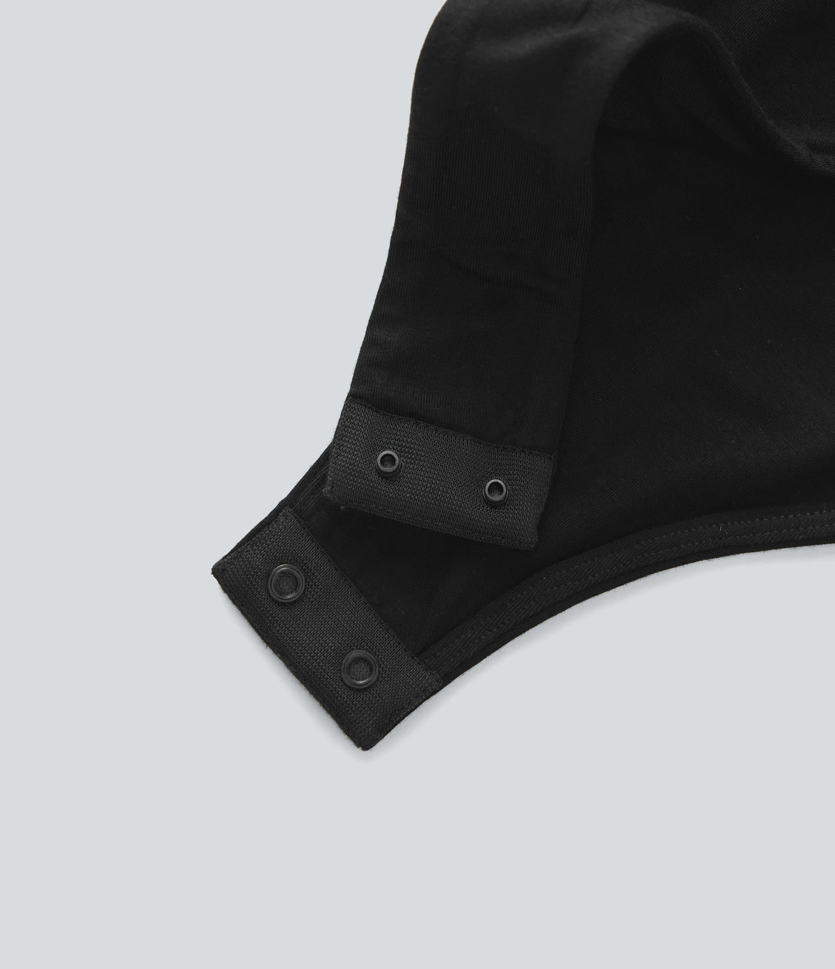 Crossover V-Neck Batwing-Sleeve Snap Button Satin Work Bodysuit — Black — view 8
