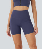 QuickDry High-Waisted Tummy-Control Ruched Running Biker Shorts 5'' — Dawn Purple — view 4