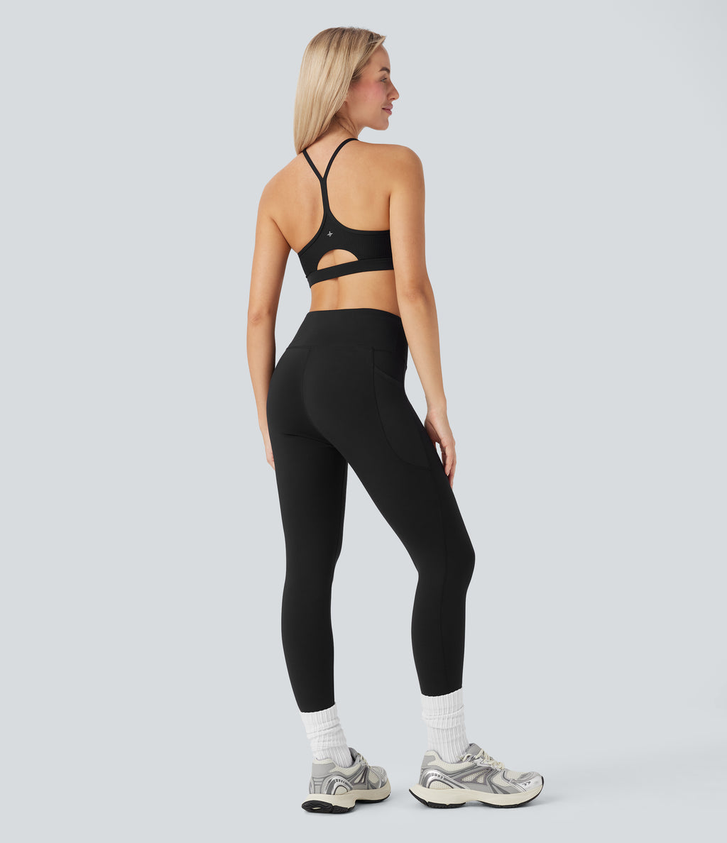 Ribbed Low Support Cut Out Yoga Sports Bra A-D Cups — Black — view 5