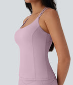 Cool Quick Dry Backless Molded Cups Yoga Cami Top-UPF50+ — Dawn Pink — view 5