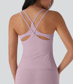 Cool Quick Dry Backless Molded Cups Yoga Cami Top-UPF50+ — Dawn Pink — view 4