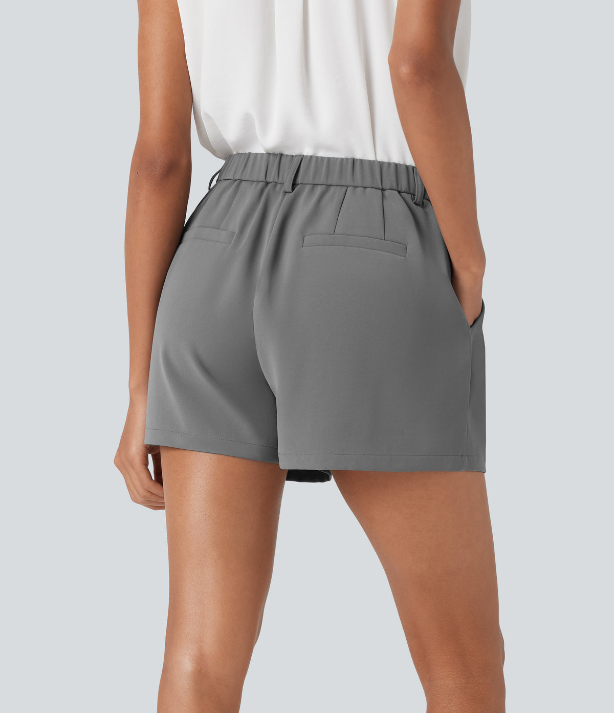 Mid Rise Work Shorts with Side Pockets — Mockingbird — view 2