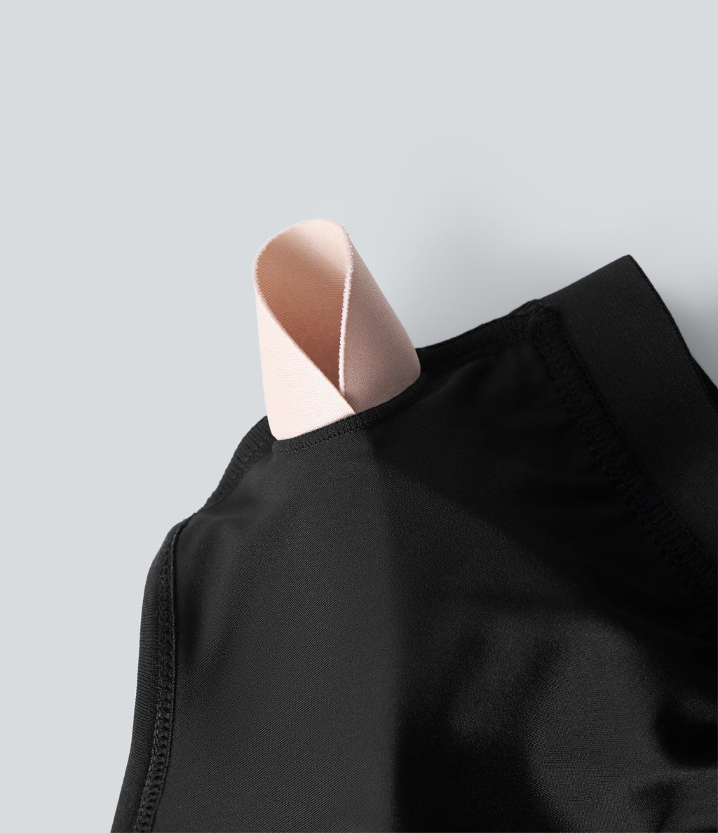 Airy Halter Draped InstantCool Yoga Sports Top DD-F Cups — Black — view 6
