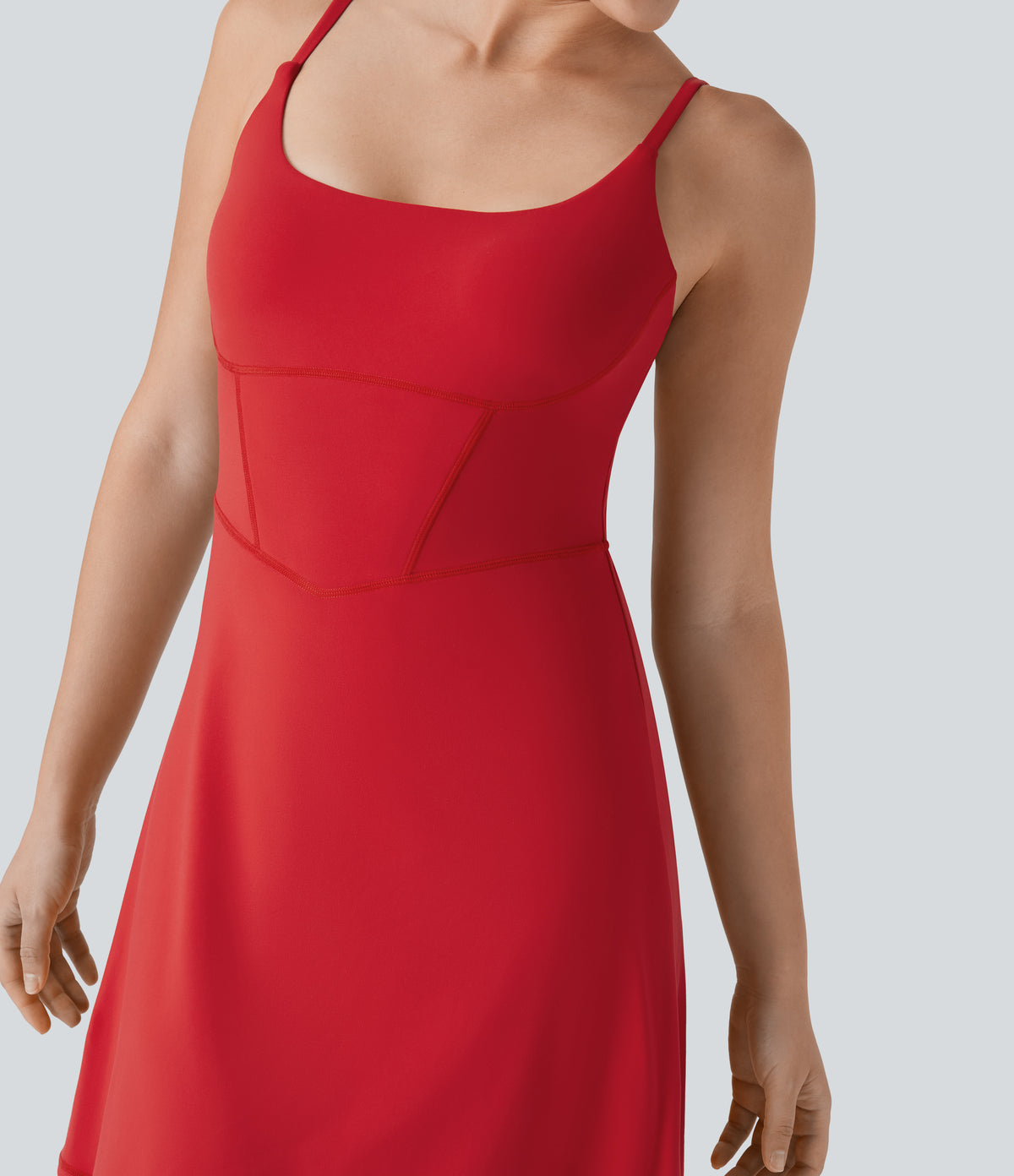 Plush Corset Backless 2-in-1 Mini Casual Dress with Side Pocket-Longer Length — Mars Red — view 6