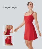 Plush Corset Backless 2-in-1 Mini Casual Dress with Side Pocket-Longer Length — Mars Red — view 1