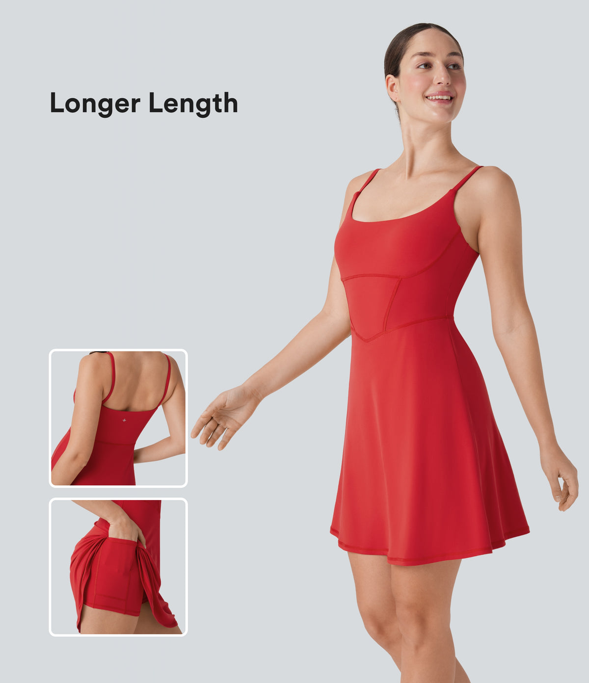 Plush Corset Backless 2-in-1 Mini Casual Dress with Side Pocket-Longer Length — Mars Red — view 1