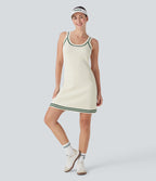 Backless Colour Block Mini Casual Jumper Knit Dress — Light Beige — view 6