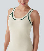 Backless Colour Block Mini Casual Jumper Knit Dress — Light Beige — view 5