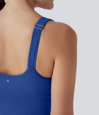 Plush Push-Up Molded Cups Adjustable Strap Backless 2-in-1 Yoga Active Dress with Pockets — Beaucoup Blue — view 7