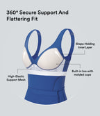 Plush Push-Up Molded Cups Adjustable Strap Backless 2-in-1 Yoga Active Dress with Pockets — Beaucoup Blue — view 2