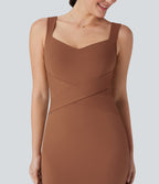 Backless Bodycon Mini Casual Dress — Rust Red — view 5