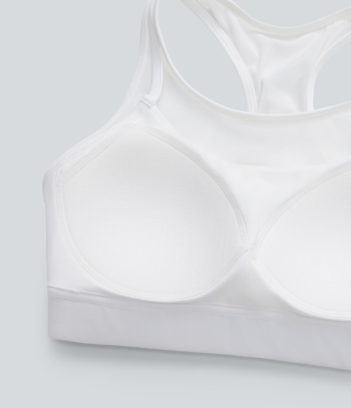 SpeedWave Medium Support Racerback Contrast Mesh Quick Dry Training Sports Bra A-D Cups — White — view 7