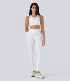 SpeedWave Medium Support Racerback Contrast Mesh Quick Dry Training Sports Bra A-D Cups — White — view 6