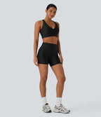 Light Support Sheen Yoga Sports Bra A-D Cups — Black — view 6
