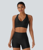 Light Support Sheen Yoga Sports Bra A-D Cups — Black — view 2