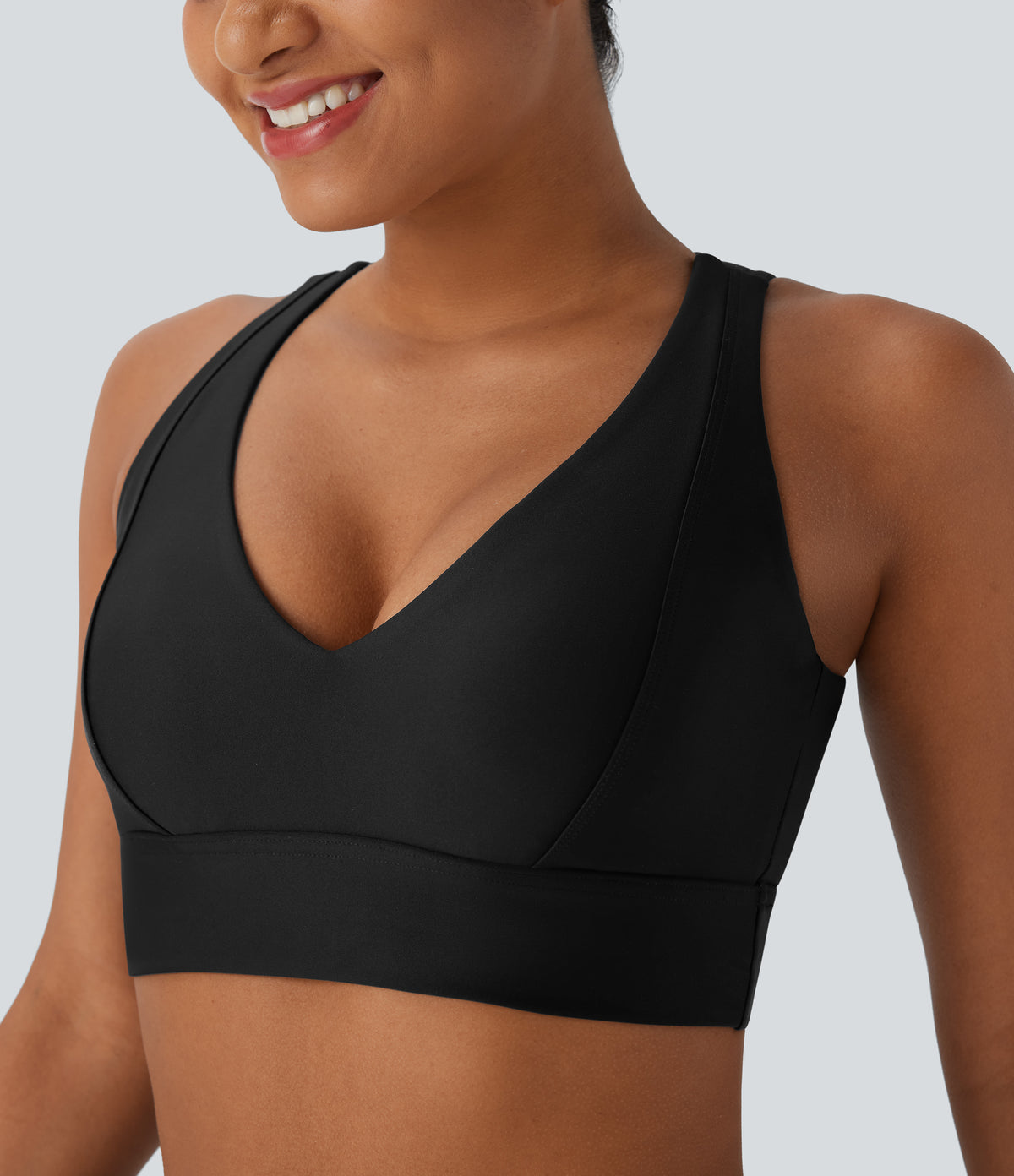 Light Support Sheen Yoga Sports Bra A-D Cups — Black — view 5